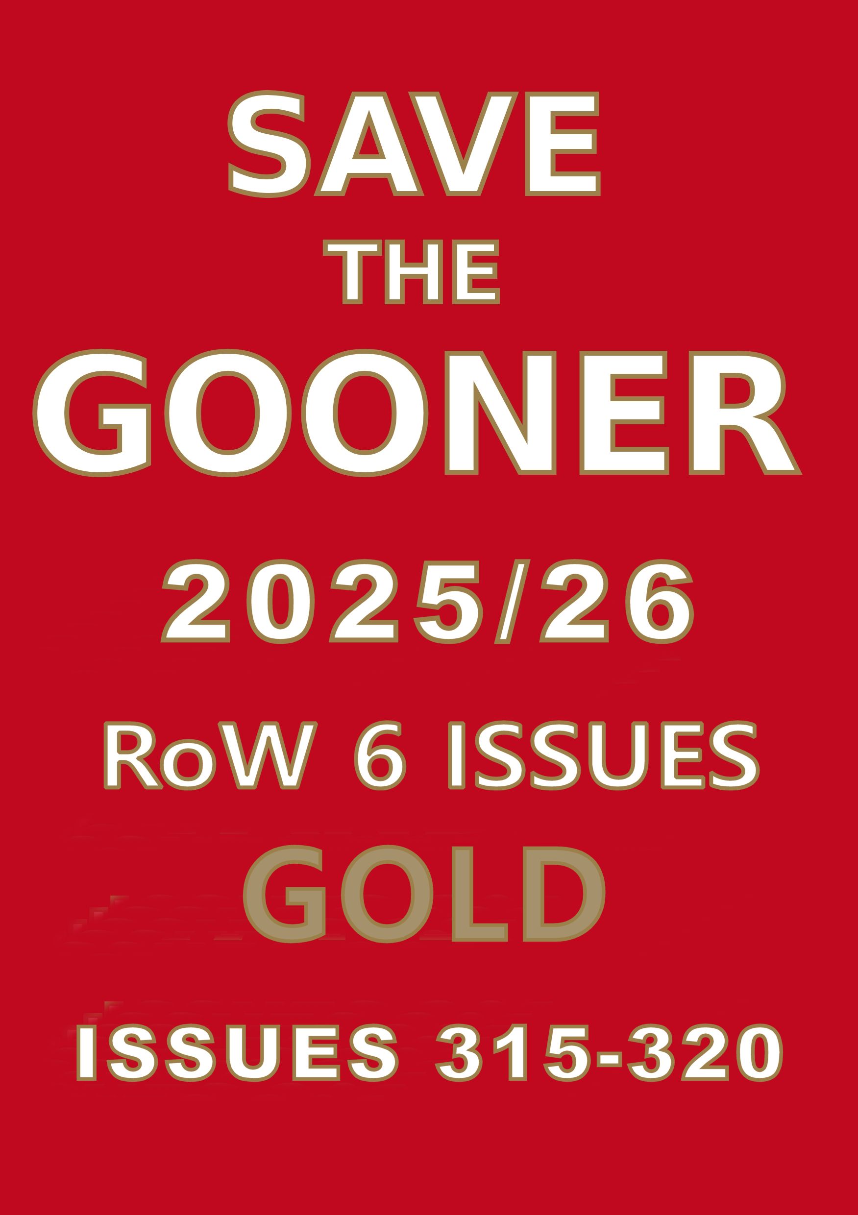 Save The Gooner 2025/26 Gold Subscription (Overseas 1 Year)