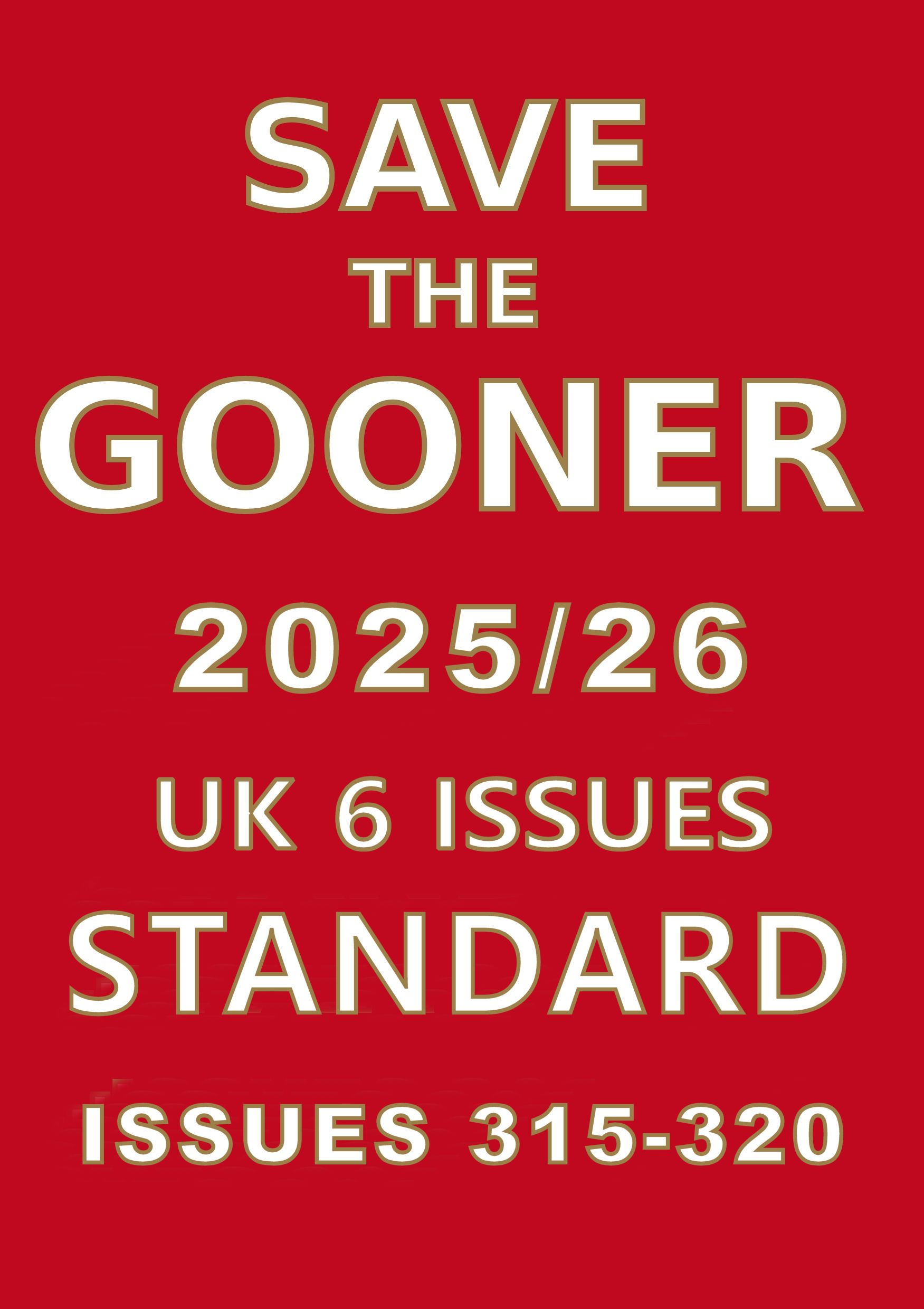 Save The Gooner 2025/26 Standard Subscription (UK 1 Year)